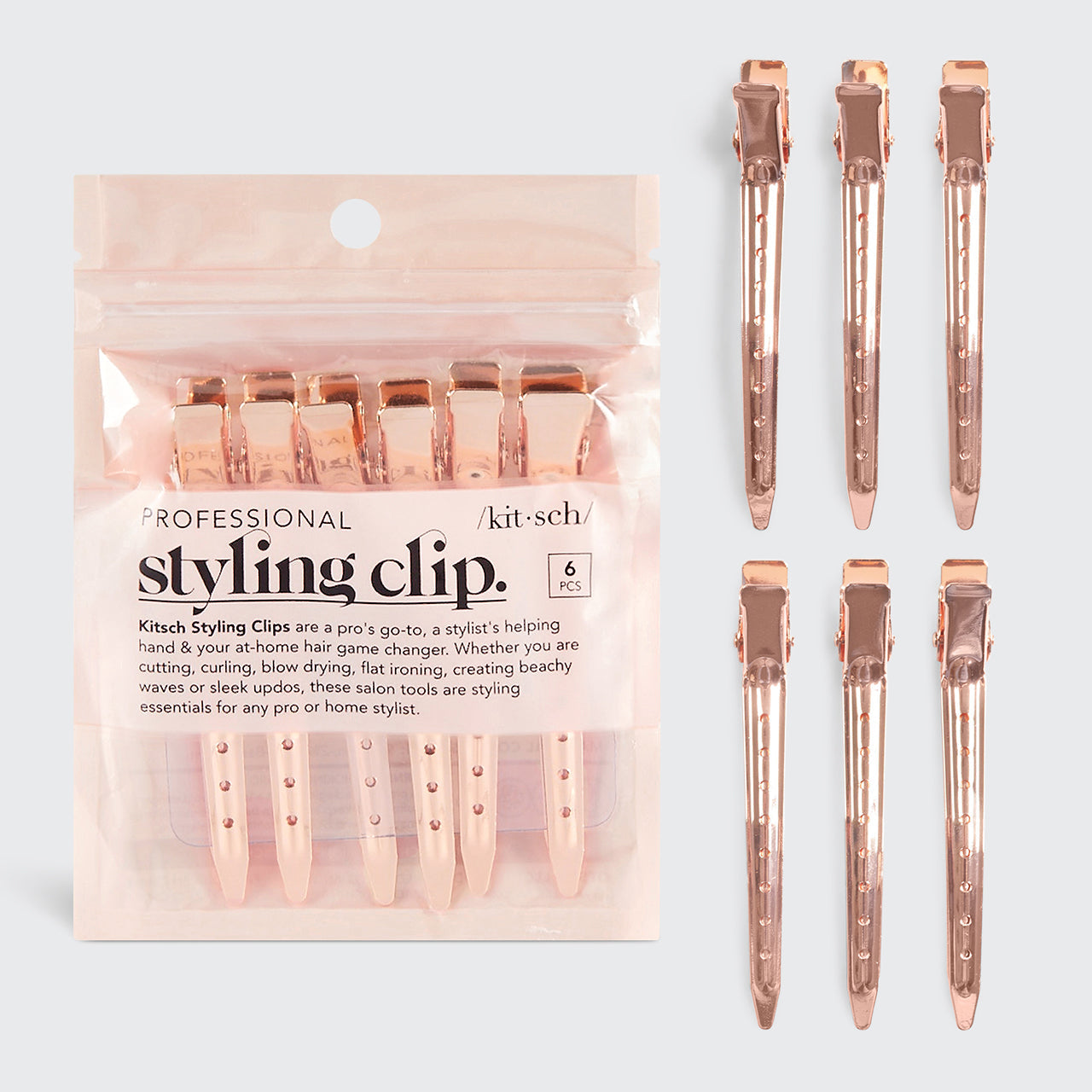 Rose Gold Styling Hair Clips 6pc Set - Signature Selection