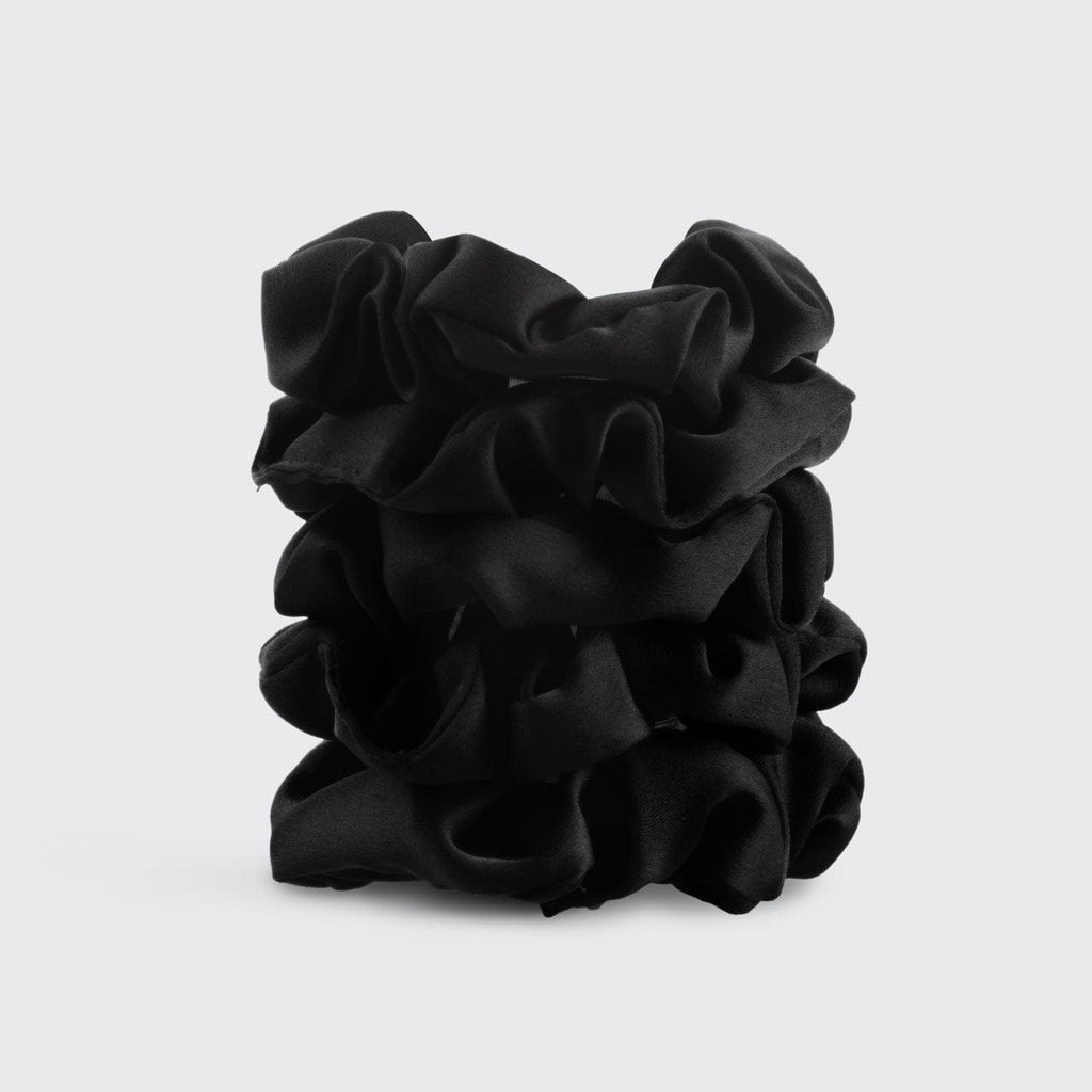 Black Satin Sleep Scrunchies 5pc Set - Curated Collection