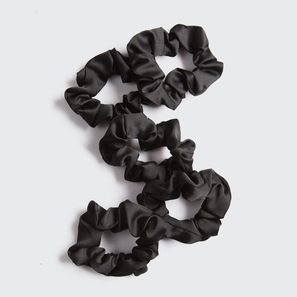 Black Satin Sleep Scrunchies 5pc Set - Curated Collection