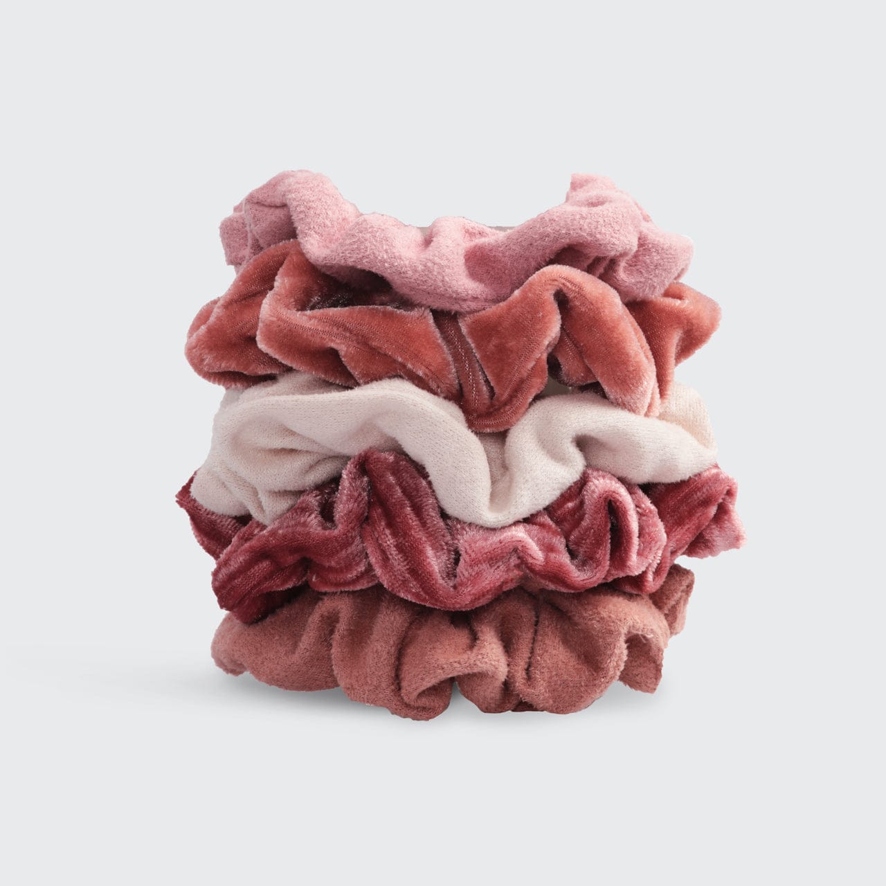 Blush and Mauve Velvet Scrunchies 5pc Set - Everyday Essentials