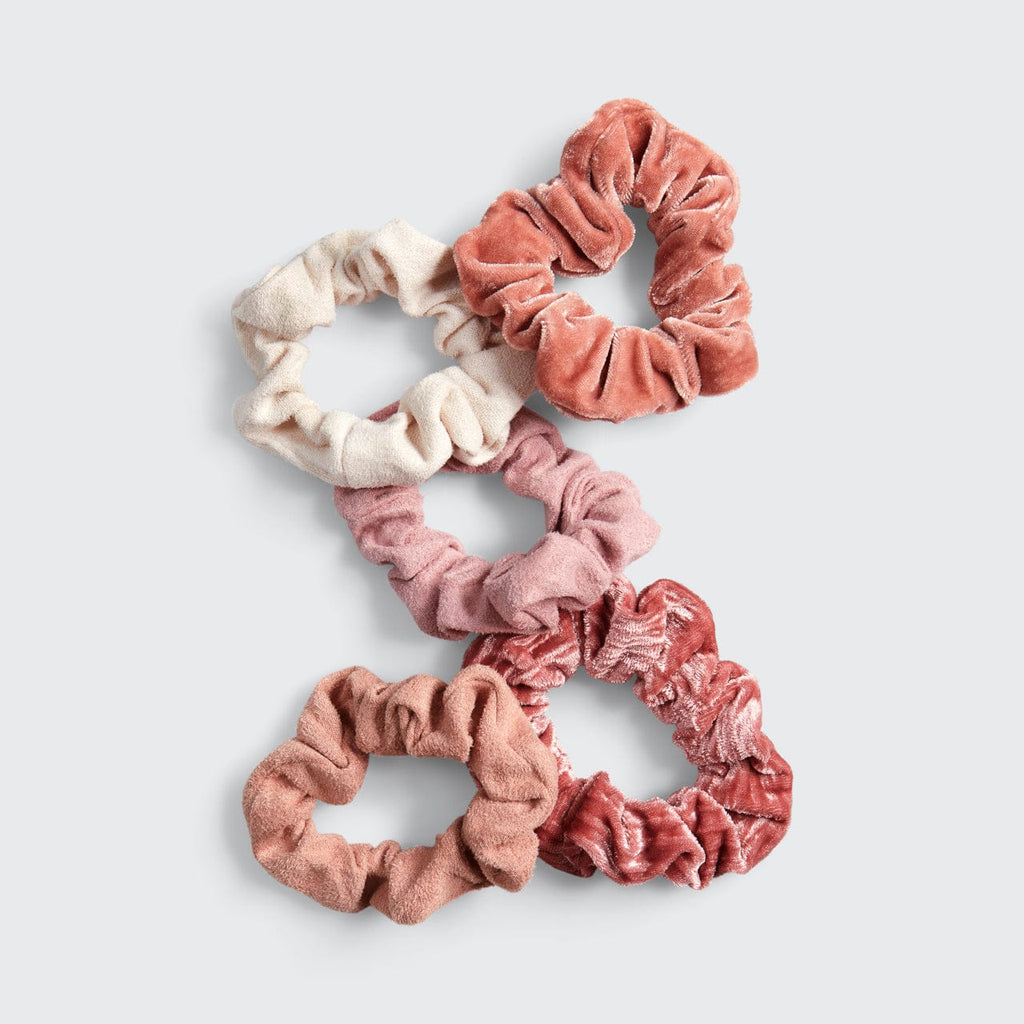 Blush and Mauve Velvet Scrunchies 5pc Set - Everyday Essentials