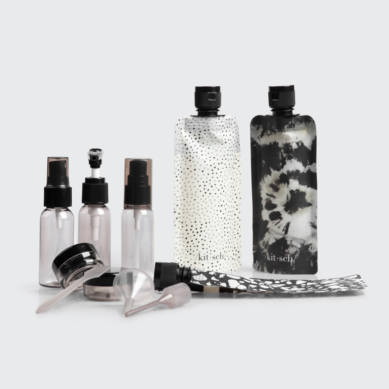 Black and Ivory Travel Bottles for Toiletries 11pc Set - Curated Collection