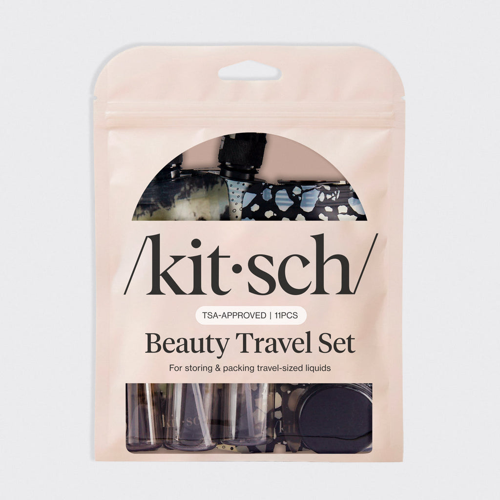 Black and Ivory Travel Bottles for Toiletries 11pc Set - Curated Collection