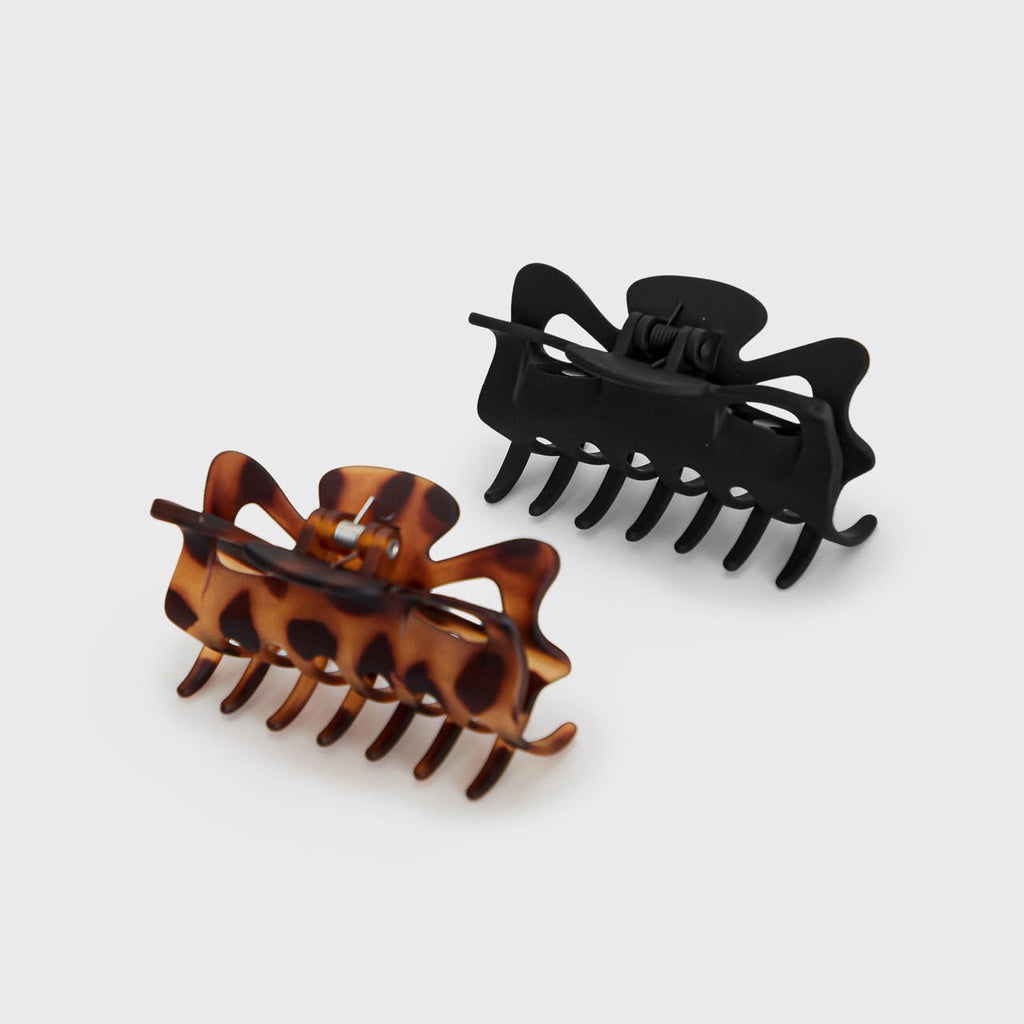 Black and Tort Claw Clips 2pc Set - Large - Signature Selection