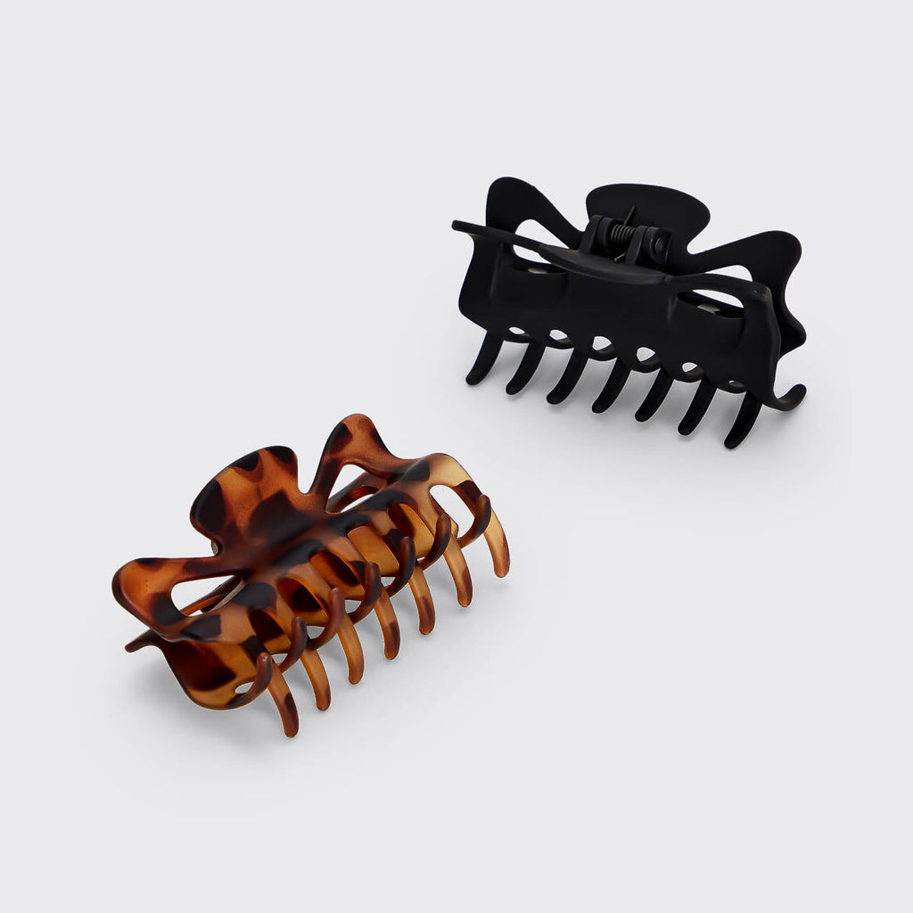 Black and Tort Claw Clips 2pc Set - Large - Signature Selection