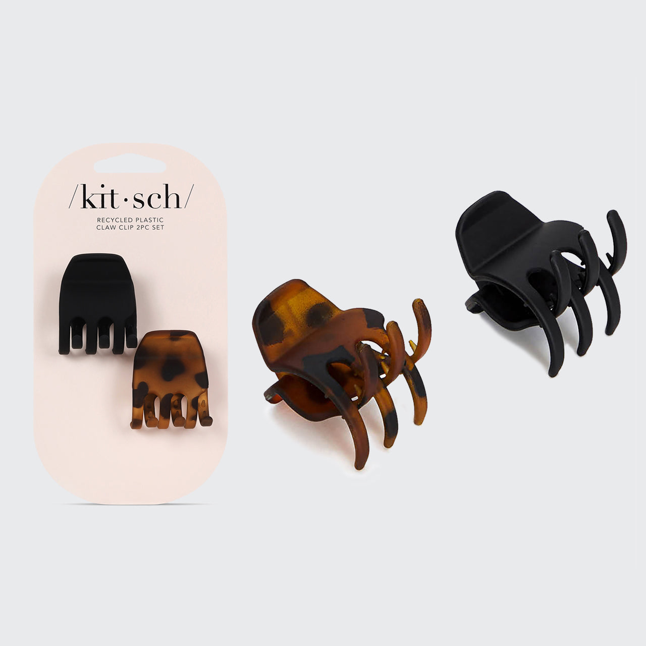Black and Tort Claw Clips 2pc Set - Medium - Curated Collection