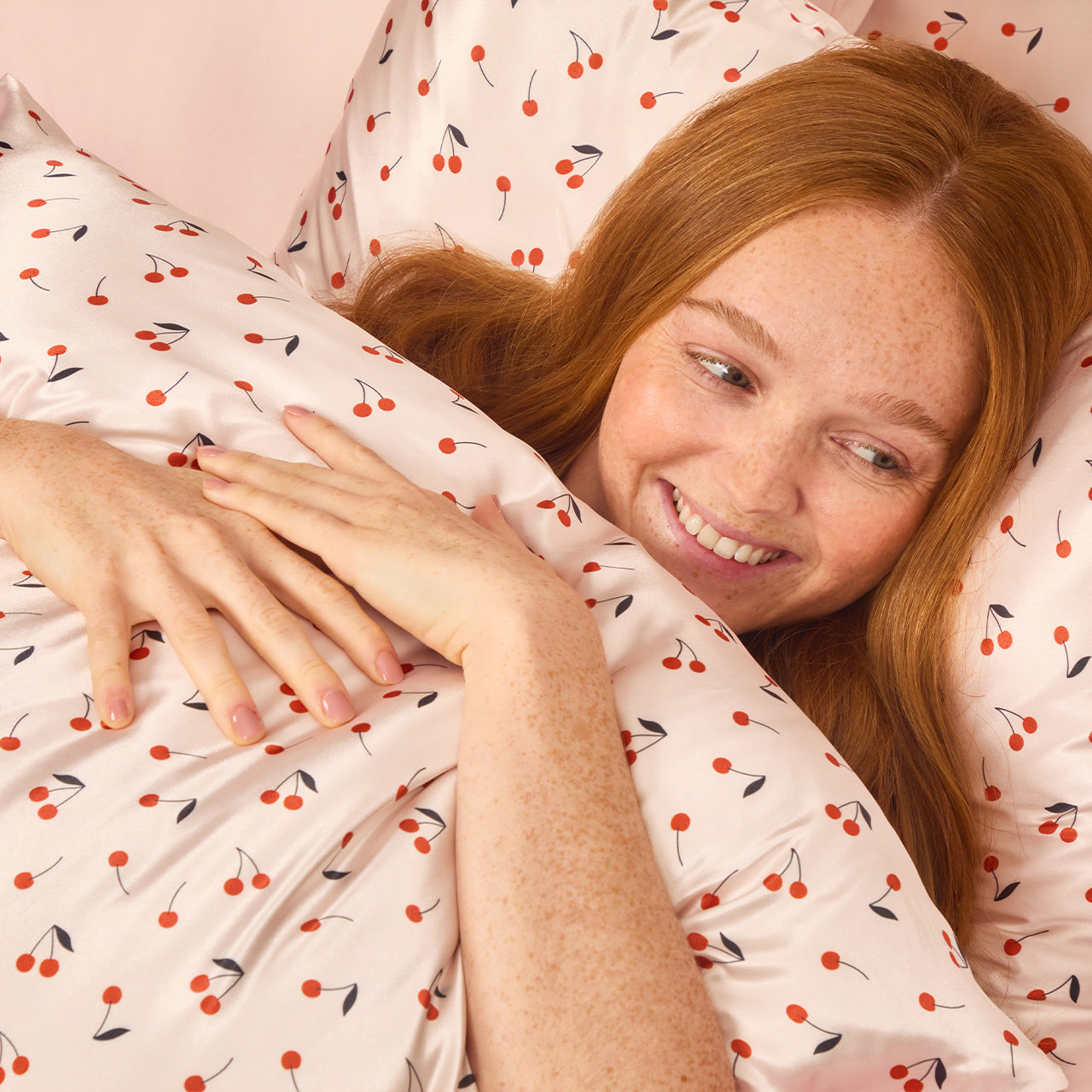 Satin Pillowcase in Cherry Print - King - Everyday Essentials