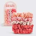 Cherry Blossom Ruched Satin Scrunchies 5pc Set - Curated Collection