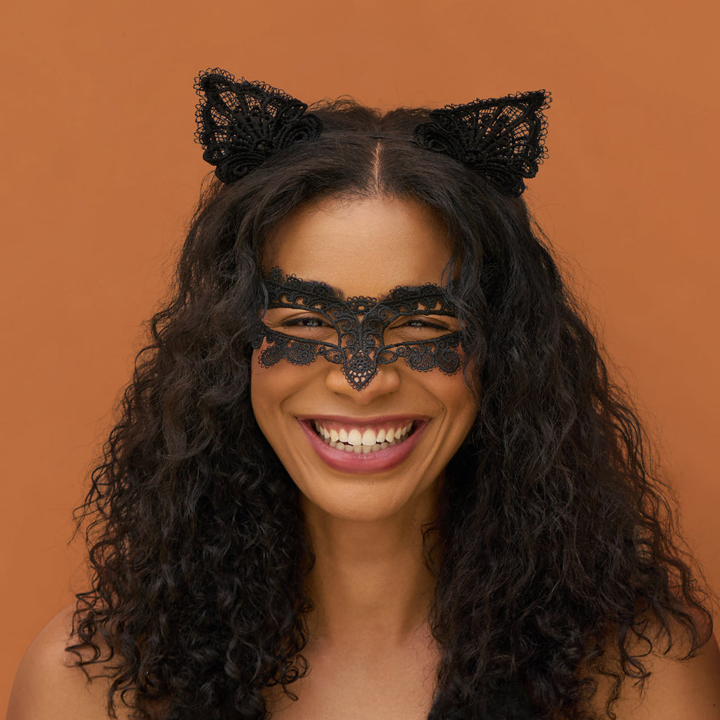 Black Cat Lace Headband and Mask - Everyday Essentials
