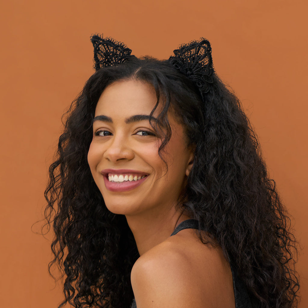 Black Cat Lace Headband and Mask - Everyday Essentials