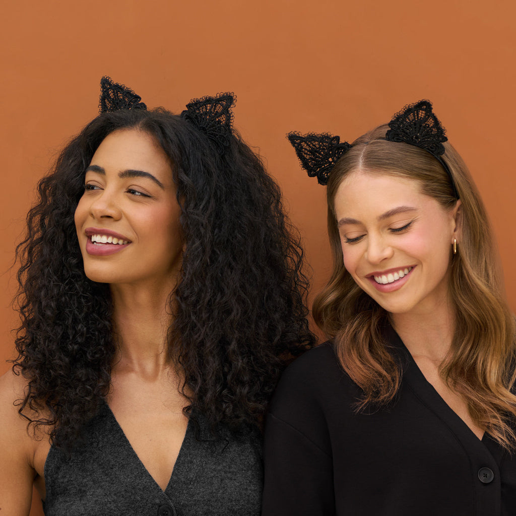 Black Cat Lace Headband and Mask - Everyday Essentials