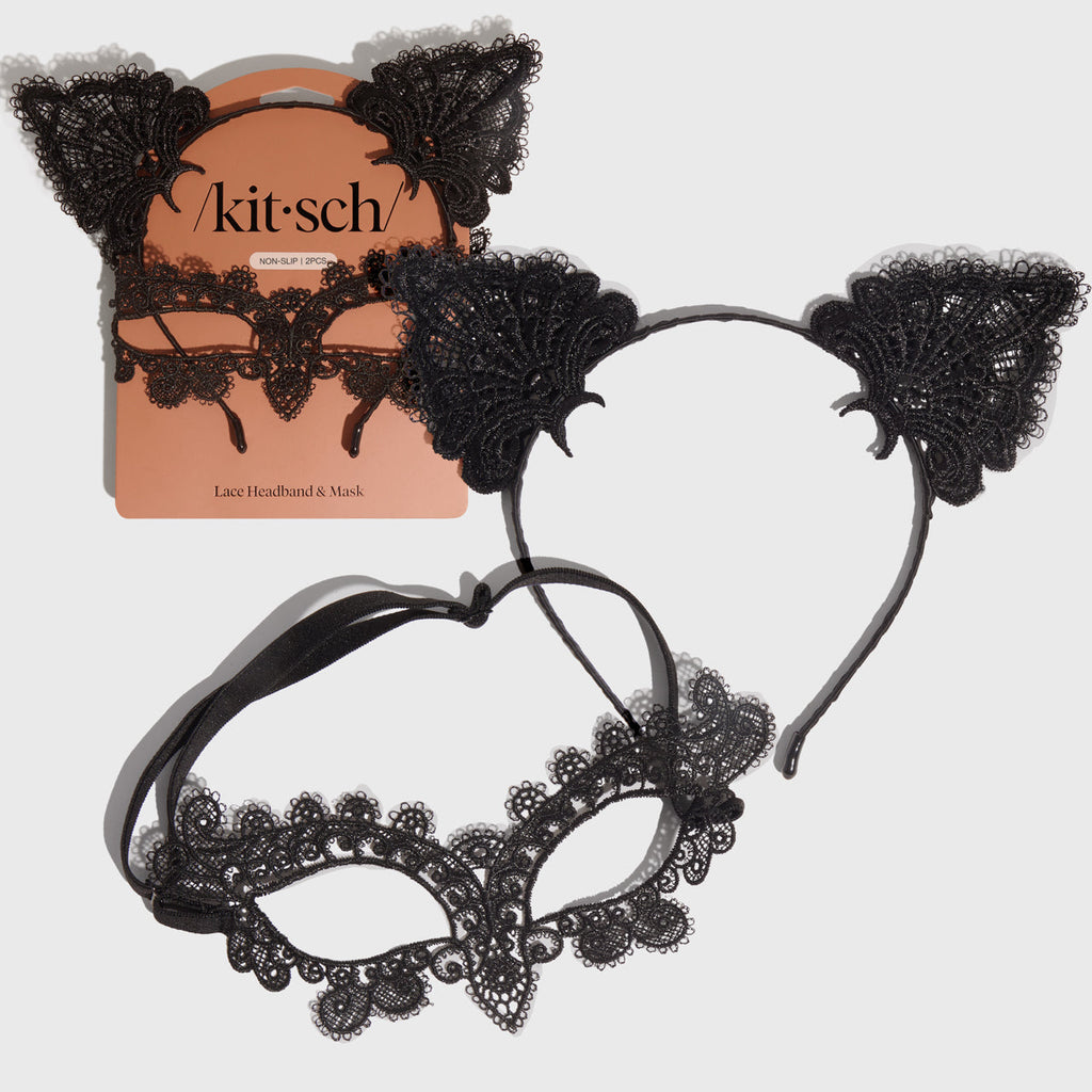Black Cat Lace Headband and Mask - Everyday Essentials
