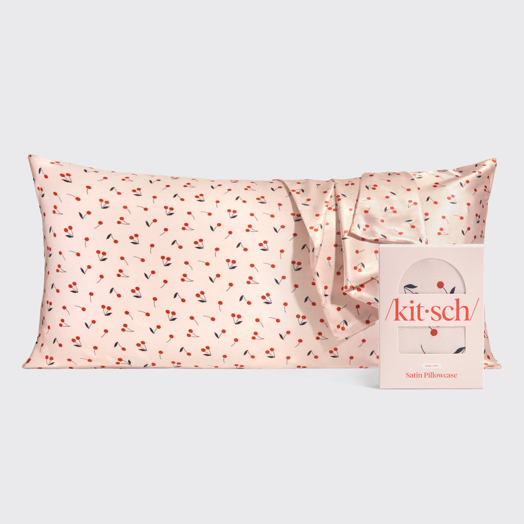 Satin Pillowcase in Cherry Print 4 Packs- King - Signature Selection