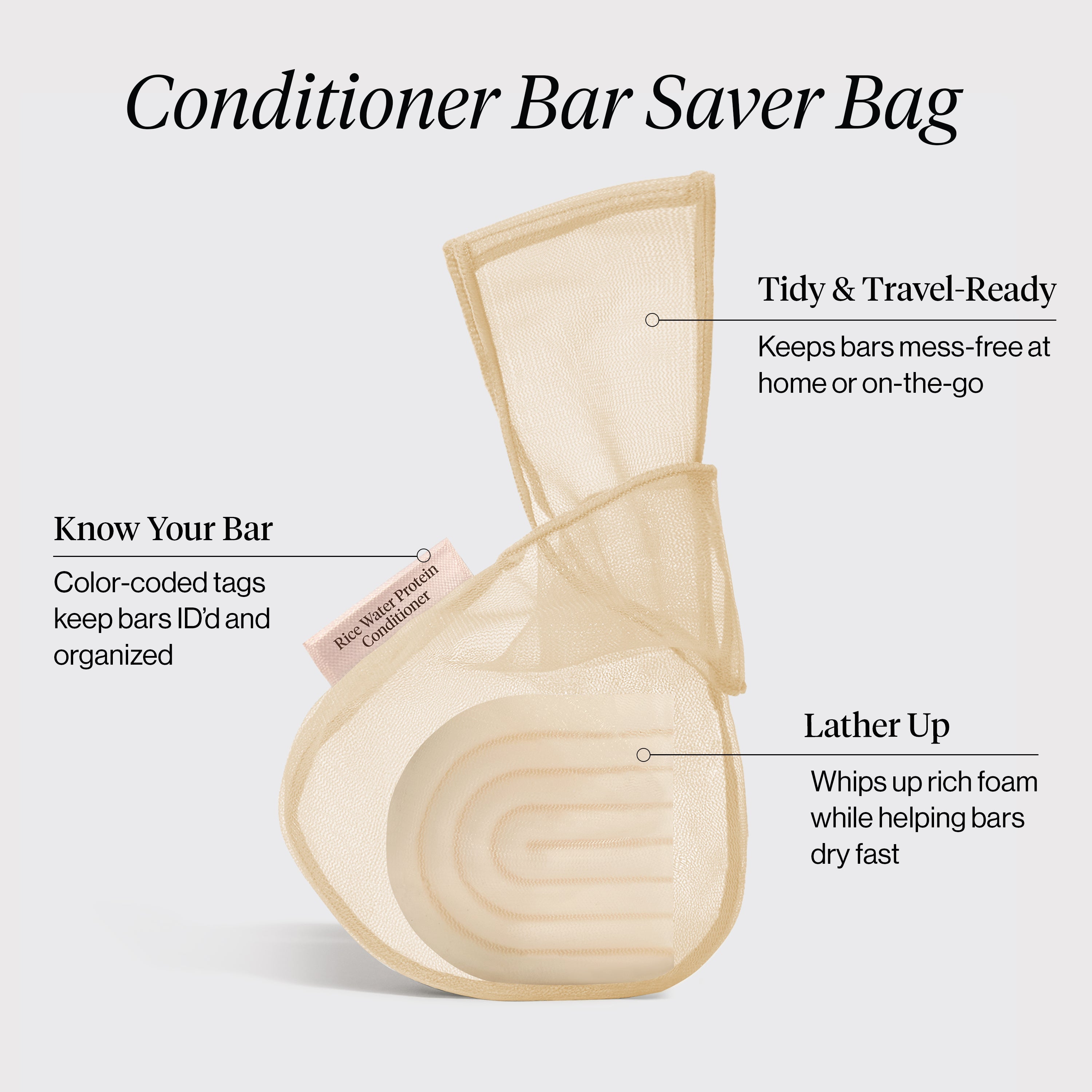 Rice Water Protein Conditioner Bar Saver Bag - Everyday Essentials