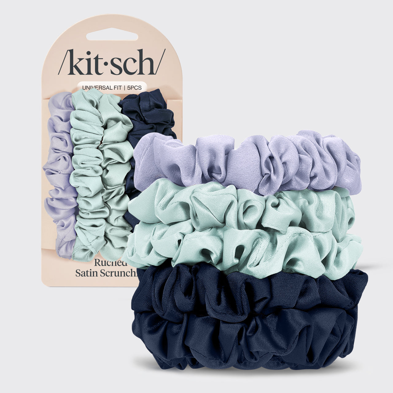 Garden Bouquet Ruched Satin Scrunchies 5pc Set - Signature Selection