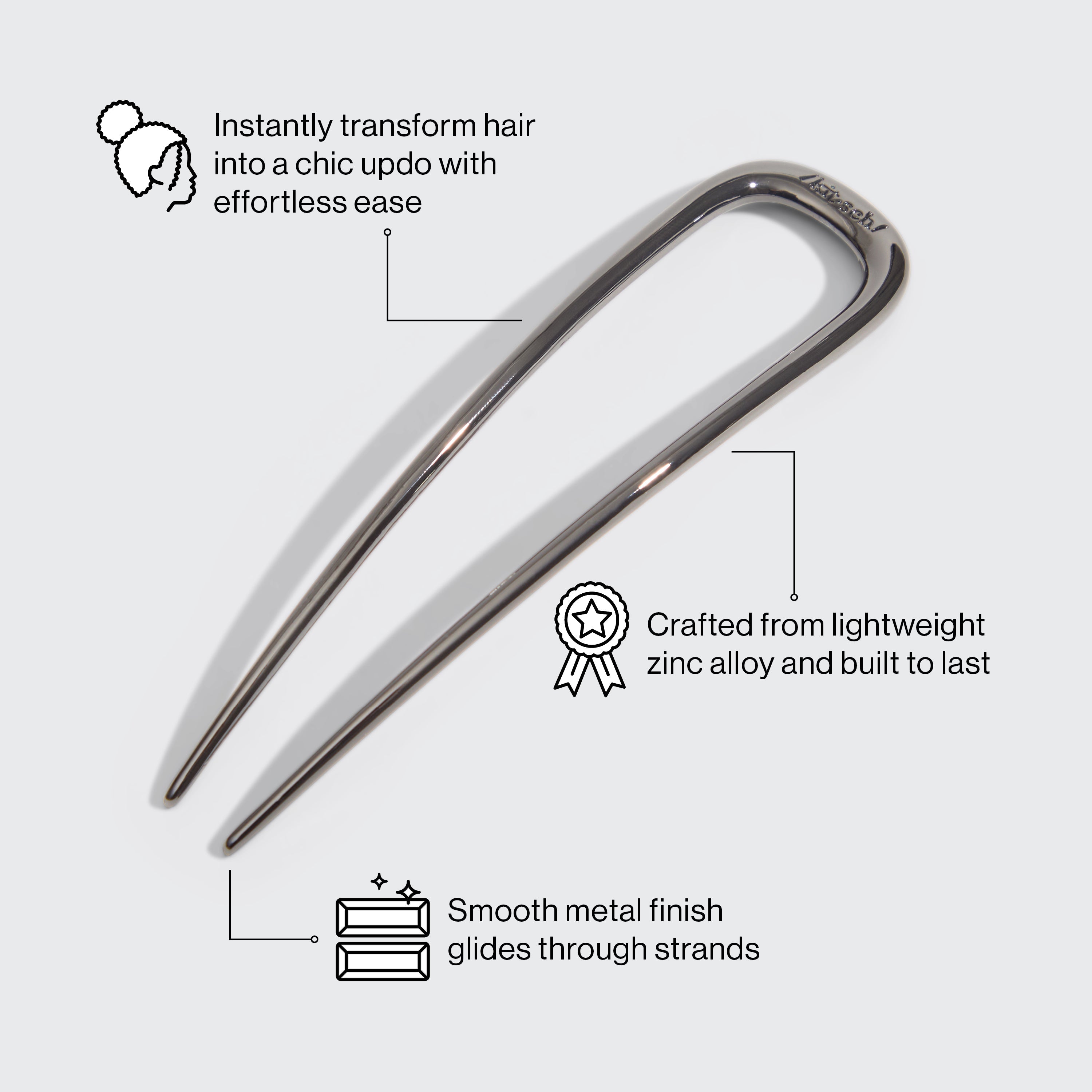 Hematite French Hair Pin - Everyday Essentials