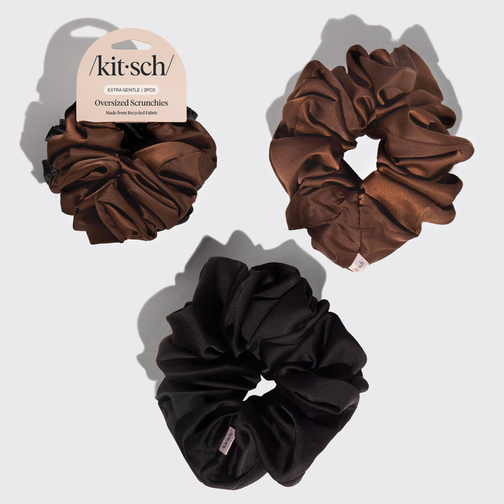 Black and Chocolate Oversized Scrunchies - Curated Collection