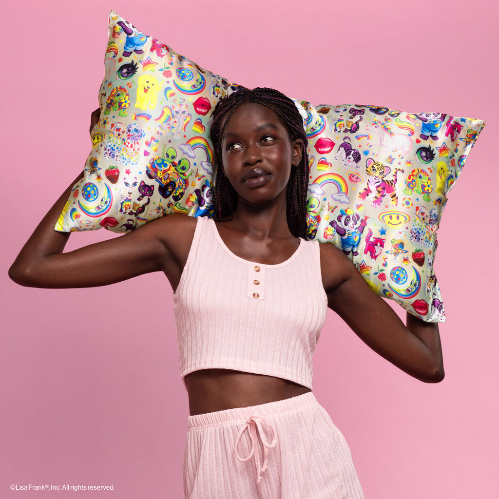 Lisa Frank x Kitsch Satin Pillowcase in The Fantastic World of Lisa Frank 2 Pack - King - Curated Collection