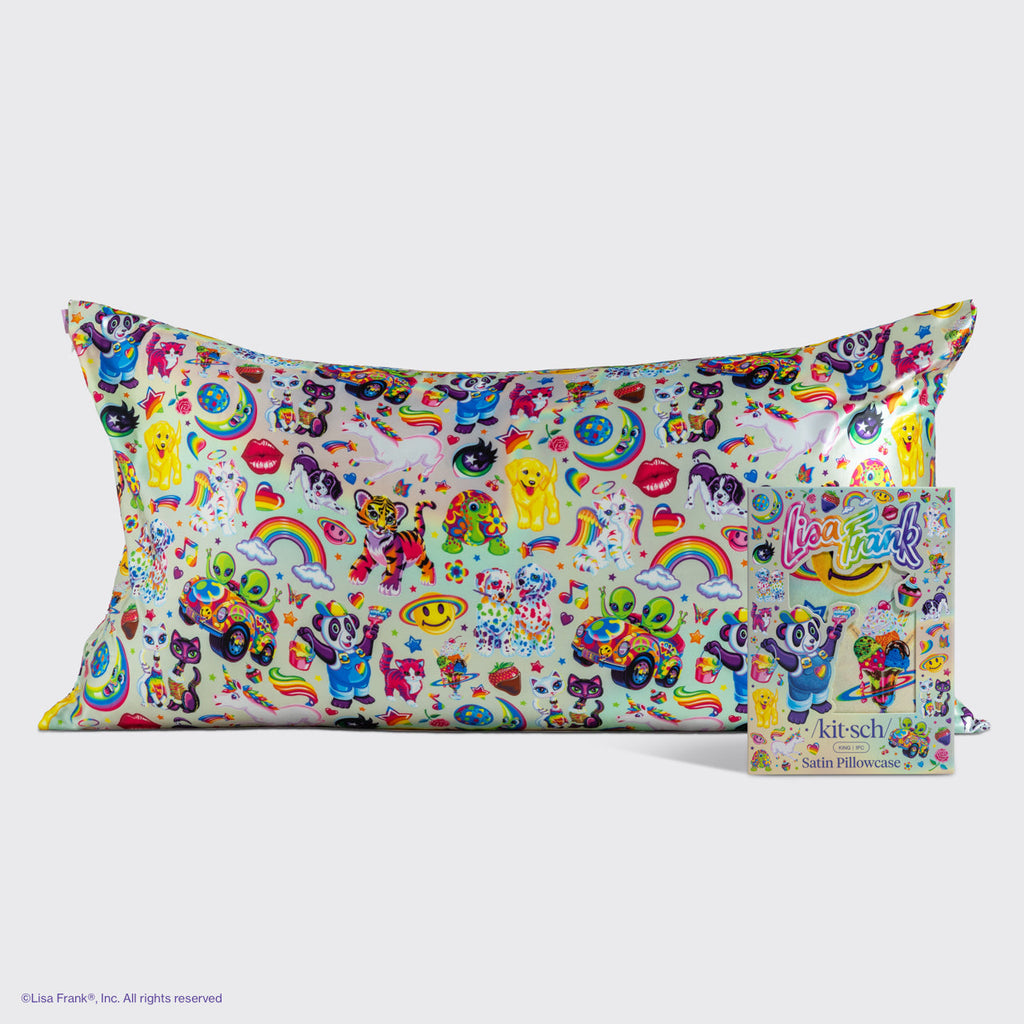 Lisa Frank x Kitsch Satin Pillowcase in The Fantastic World of Lisa Frank 4 Pack - King - Signature Selection
