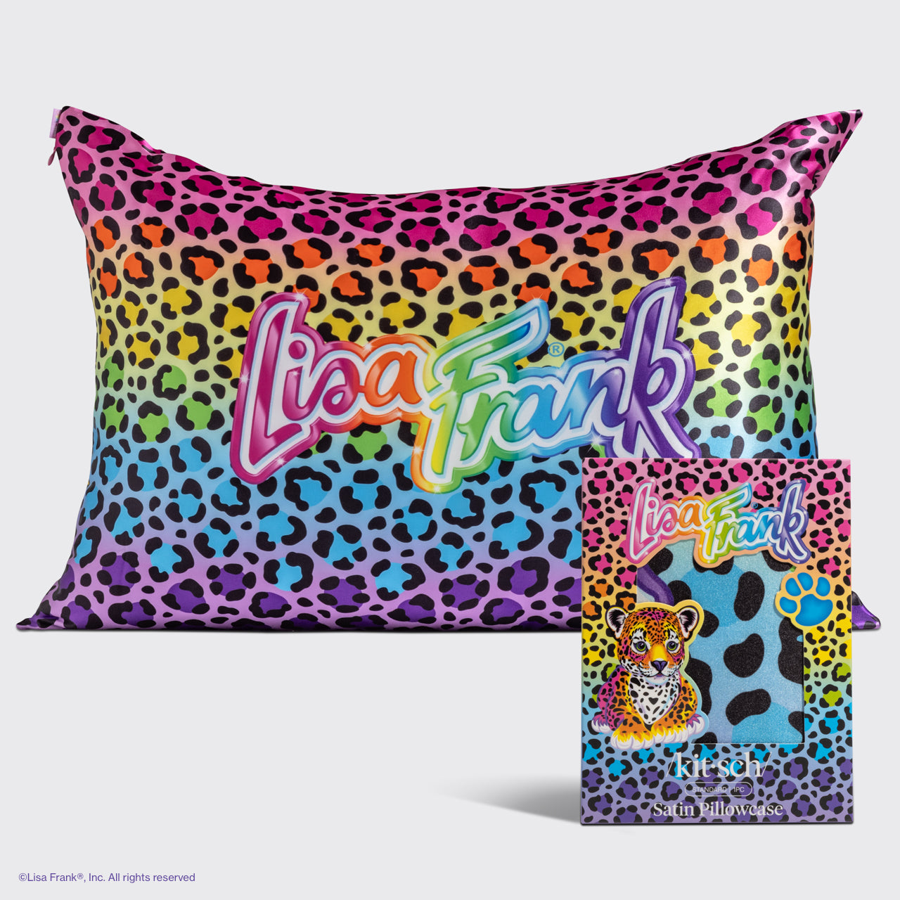 Lisa Frank x Kitsch Satin Pillowcase in Rainbow Leopard 4 Pack - Curated Collection
