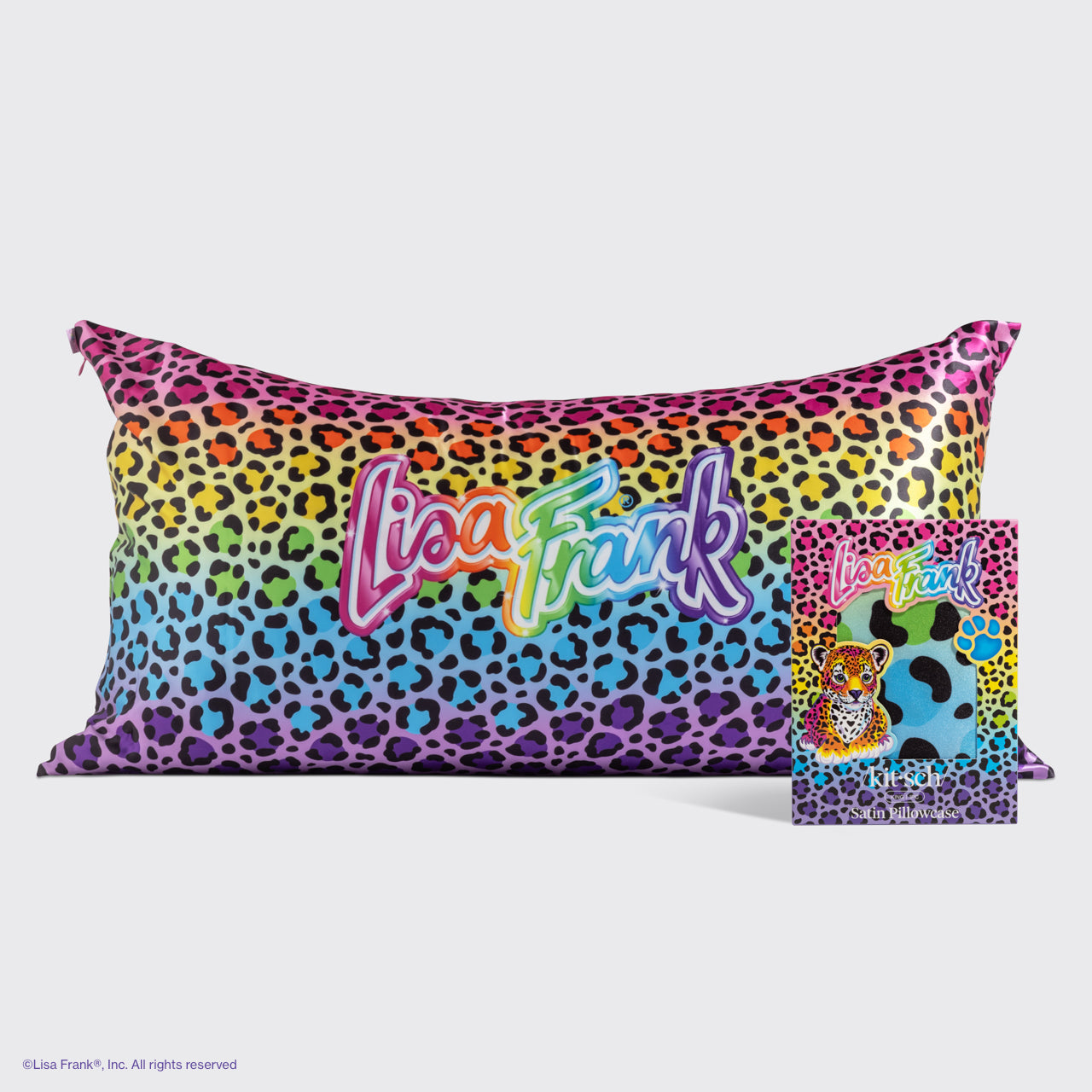 Lisa Frank x Kitsch King Satin Pillowcase in Rainbow Leopard - King - Everyday Essentials