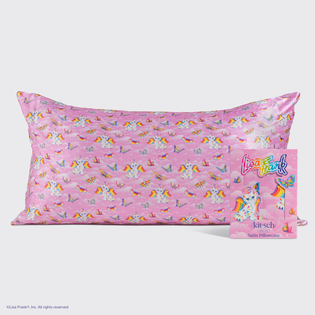 Lisa Frank x Kitsch Satin Pillowcase in Angel KittyTM - King - Curated Collection