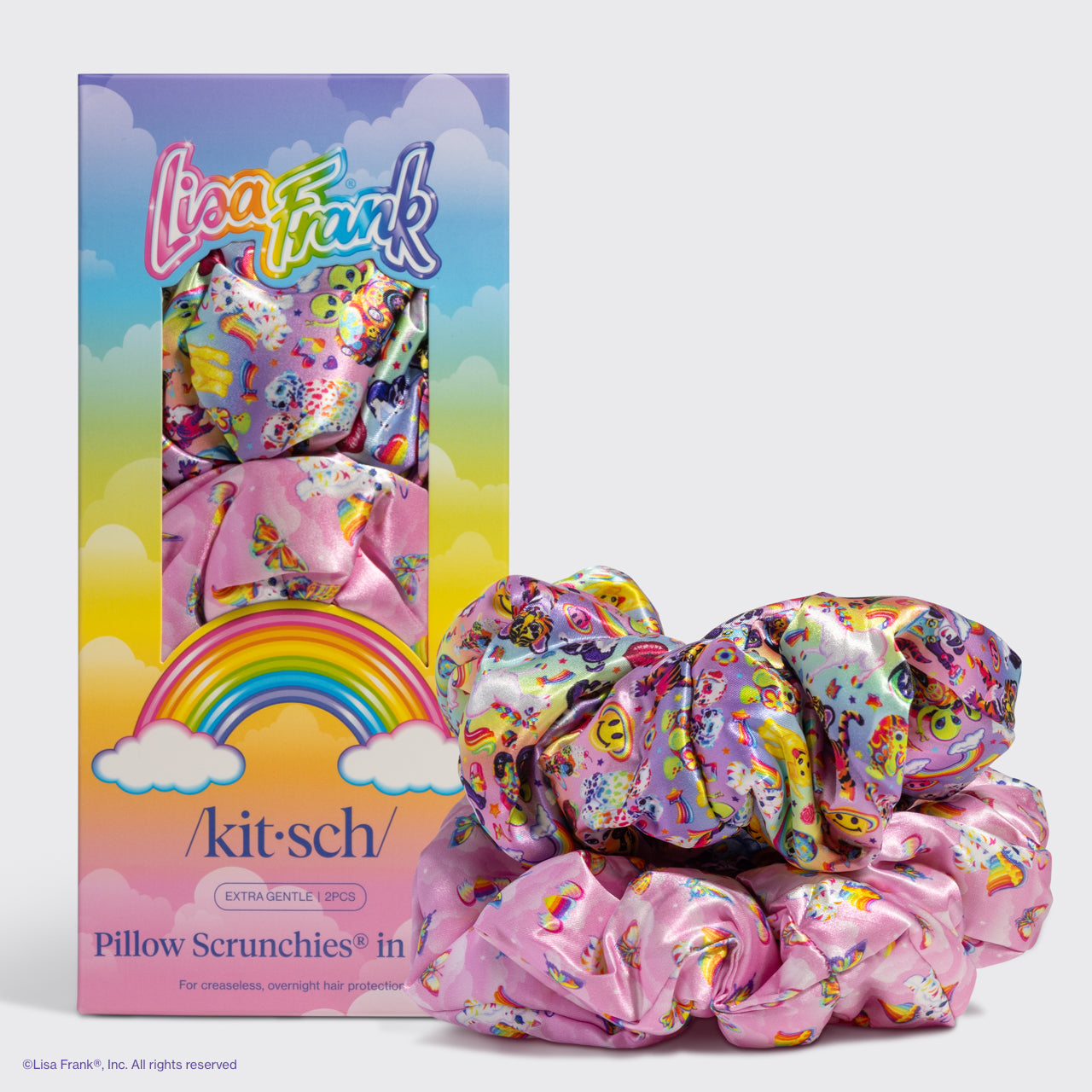 Lisa Frank x Kitsch Pillow Scrunchies in Satin in The Fantastic World of Lisa Frank - Everyday Essentials