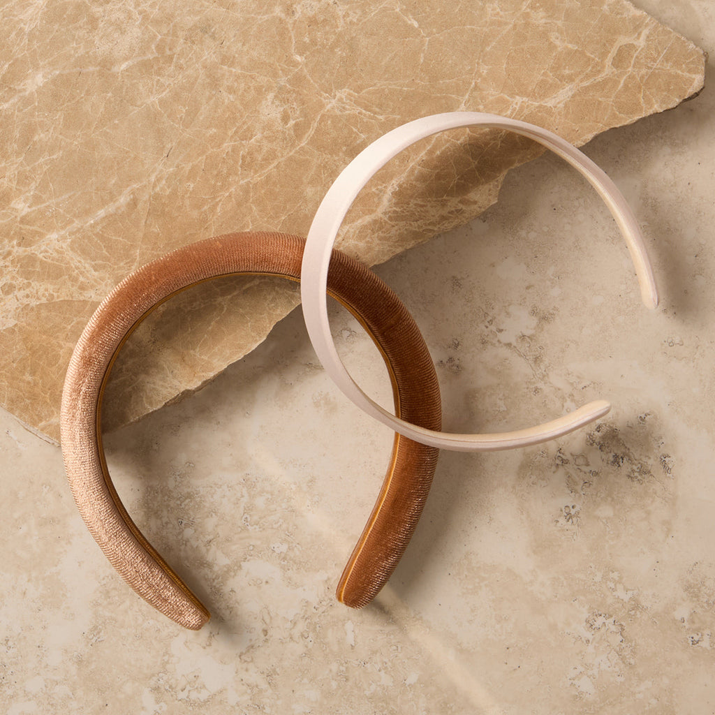Cream and Camel Satin and Velvet Headbands - Curated Collection