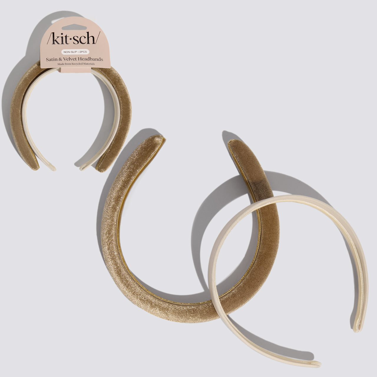 Cream and Camel Satin and Velvet Headbands - Curated Collection