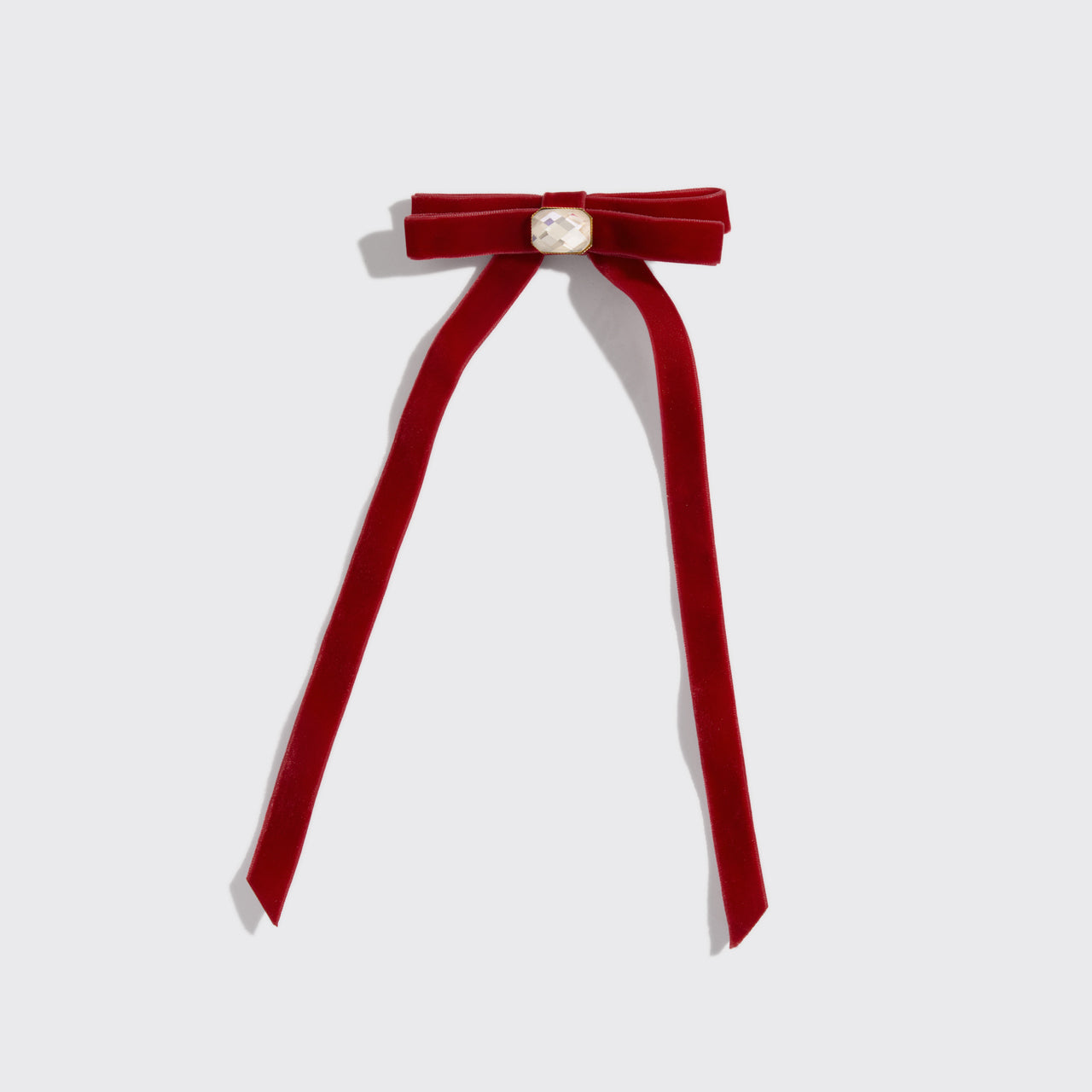Velvet and Gemstone Bow Hair Clip - Curated Collection