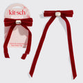 Velvet and Gemstone Bow Hair Clip - Curated Collection