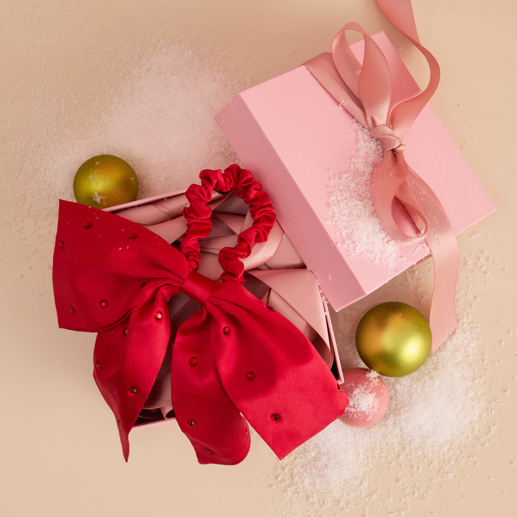Satin and Rhinestone Bow Scrunchie - Signature Selection