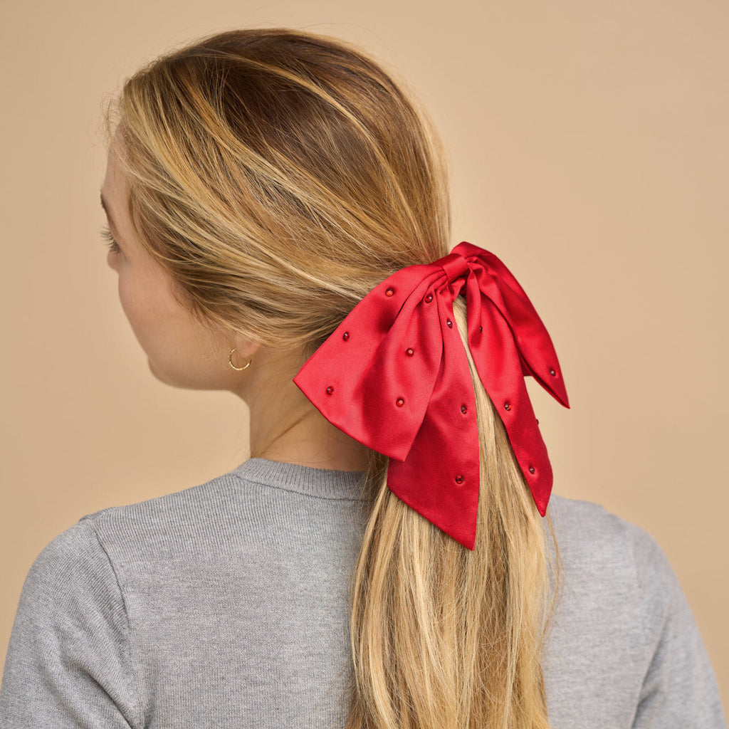 Satin and Rhinestone Bow Scrunchie - Signature Selection