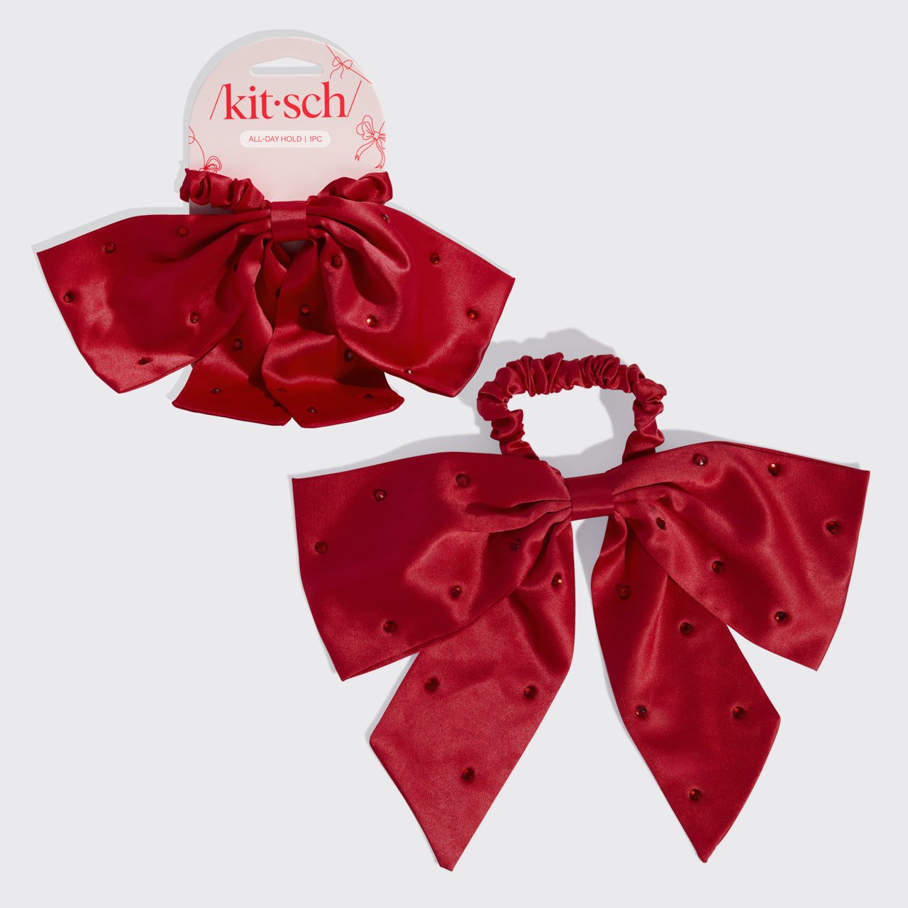 Satin and Rhinestone Bow Scrunchie - Signature Selection