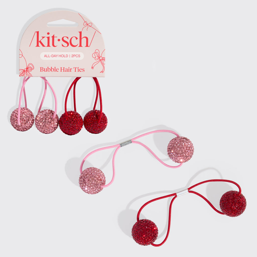 Red and Pink Bubble Hair Ties - Everyday Essentials