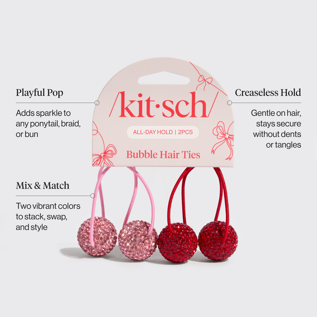Red and Pink Bubble Hair Ties - Everyday Essentials
