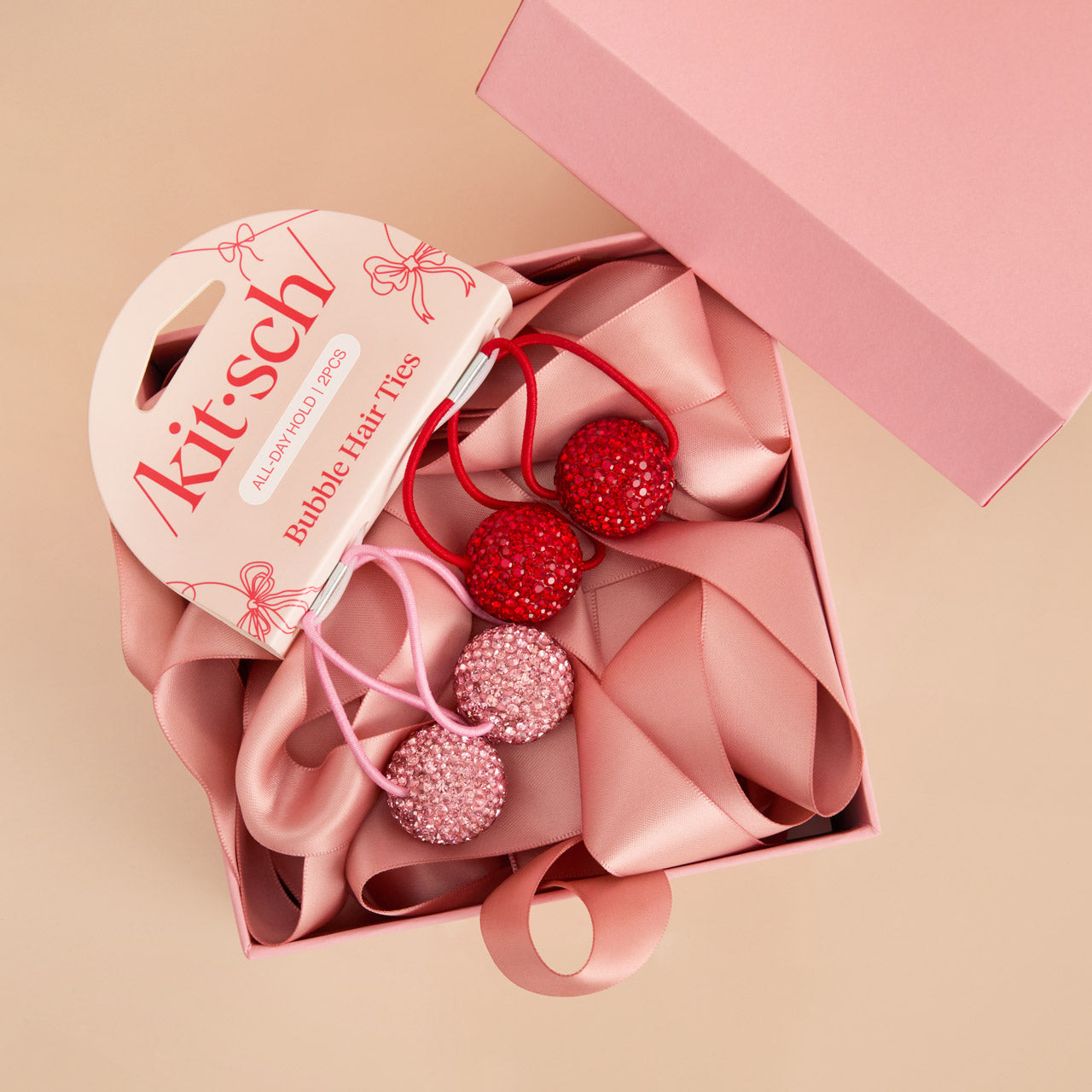 Red and Pink Bubble Hair Ties - Everyday Essentials