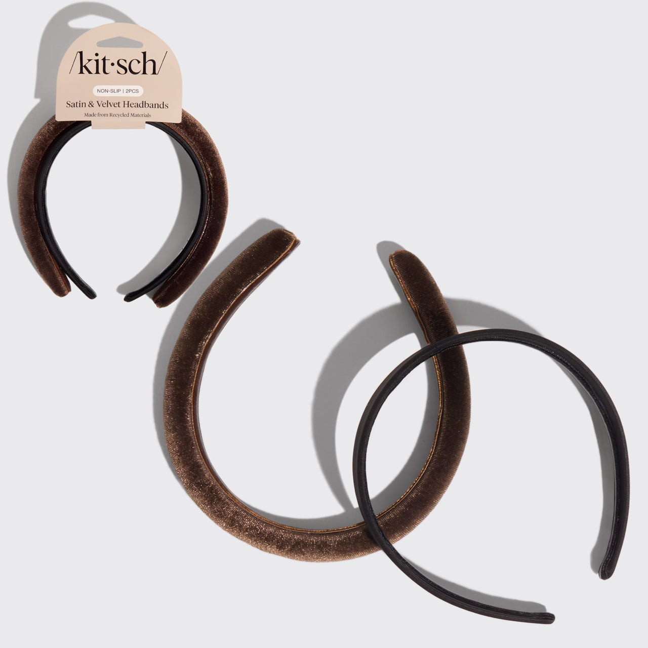 Black and Chocolate Satin and Velvet Headbands - Everyday Essentials