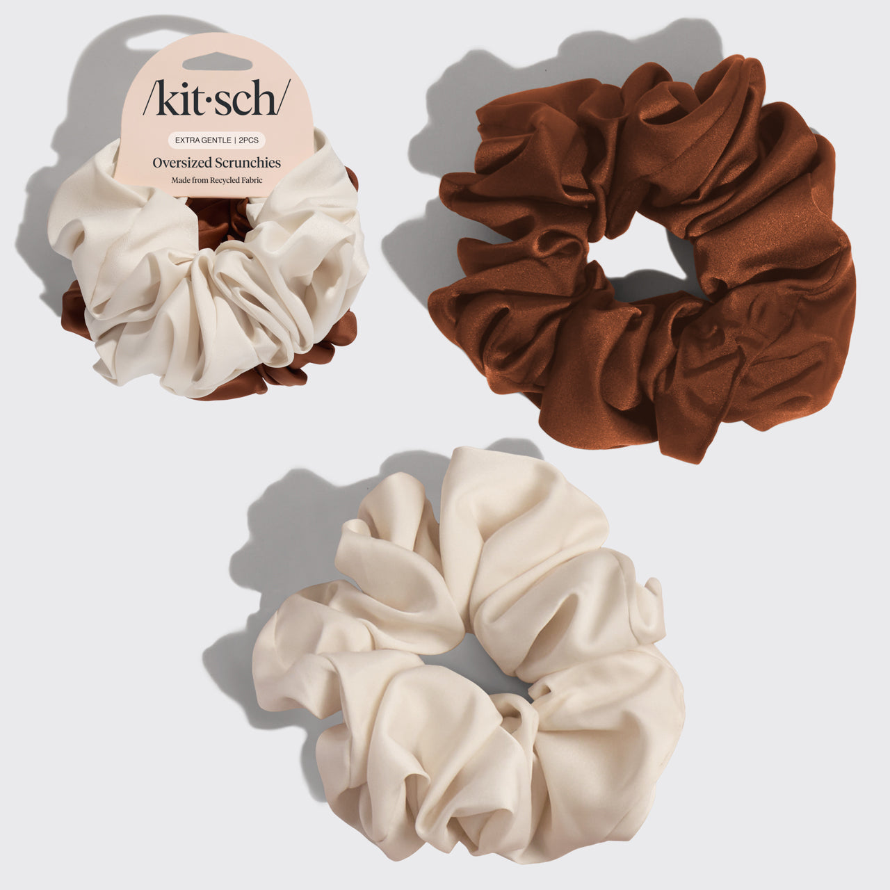 Cream and Camel Oversized Scrunchies - Everyday Essentials