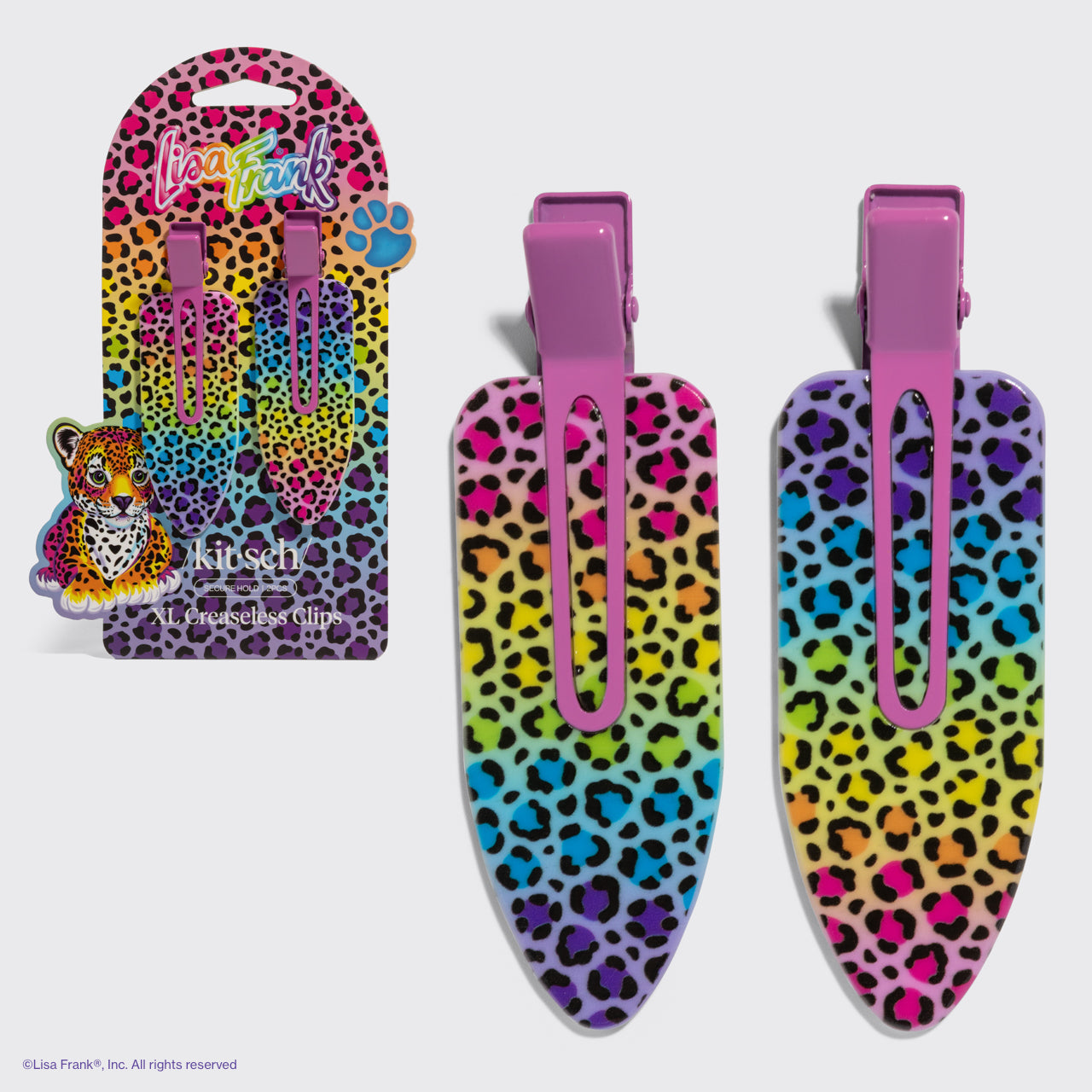 Lisa Frank x Kitsch XL Creaseless Clips in Rainbow Leopard - Signature Selection