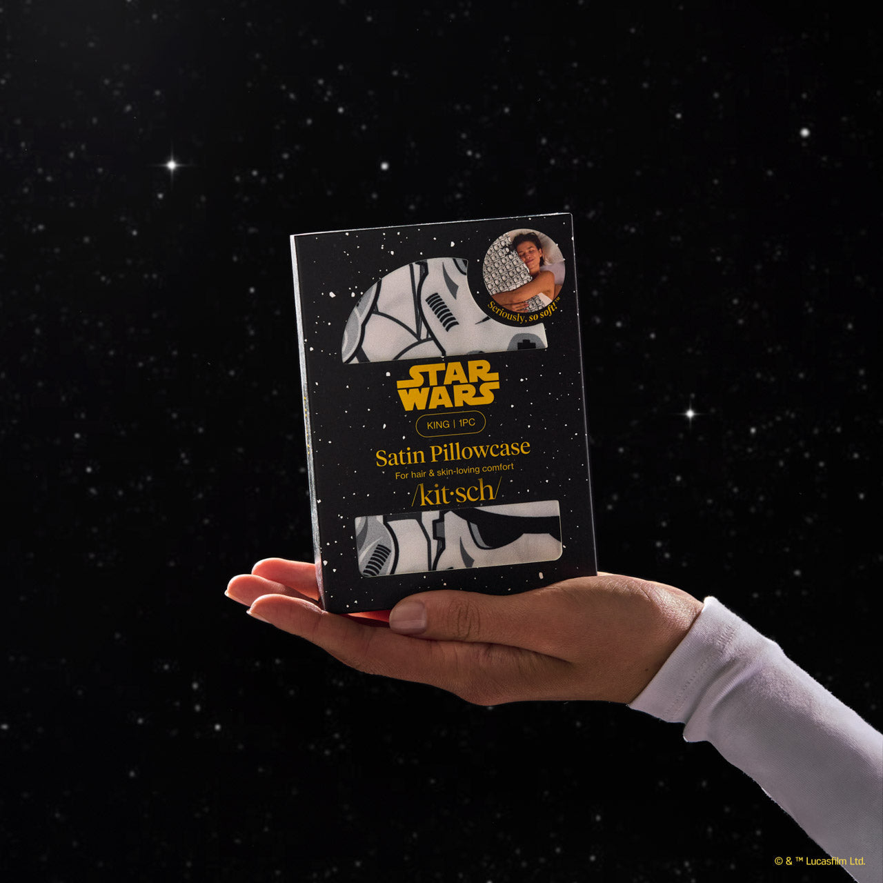 Star WarsTM and Kitsch Satin Pillowcase in Darth Vader and Stormtroopers - King - Signature Selection