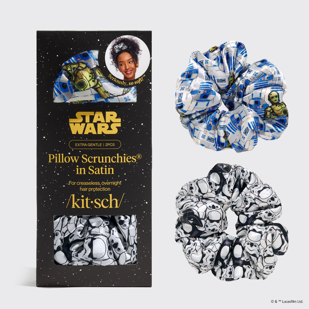 Star WarsTM and Kitsch Pillow Scrunchies in Satin - R2-D2 and Stormtroopers - Curated Collection