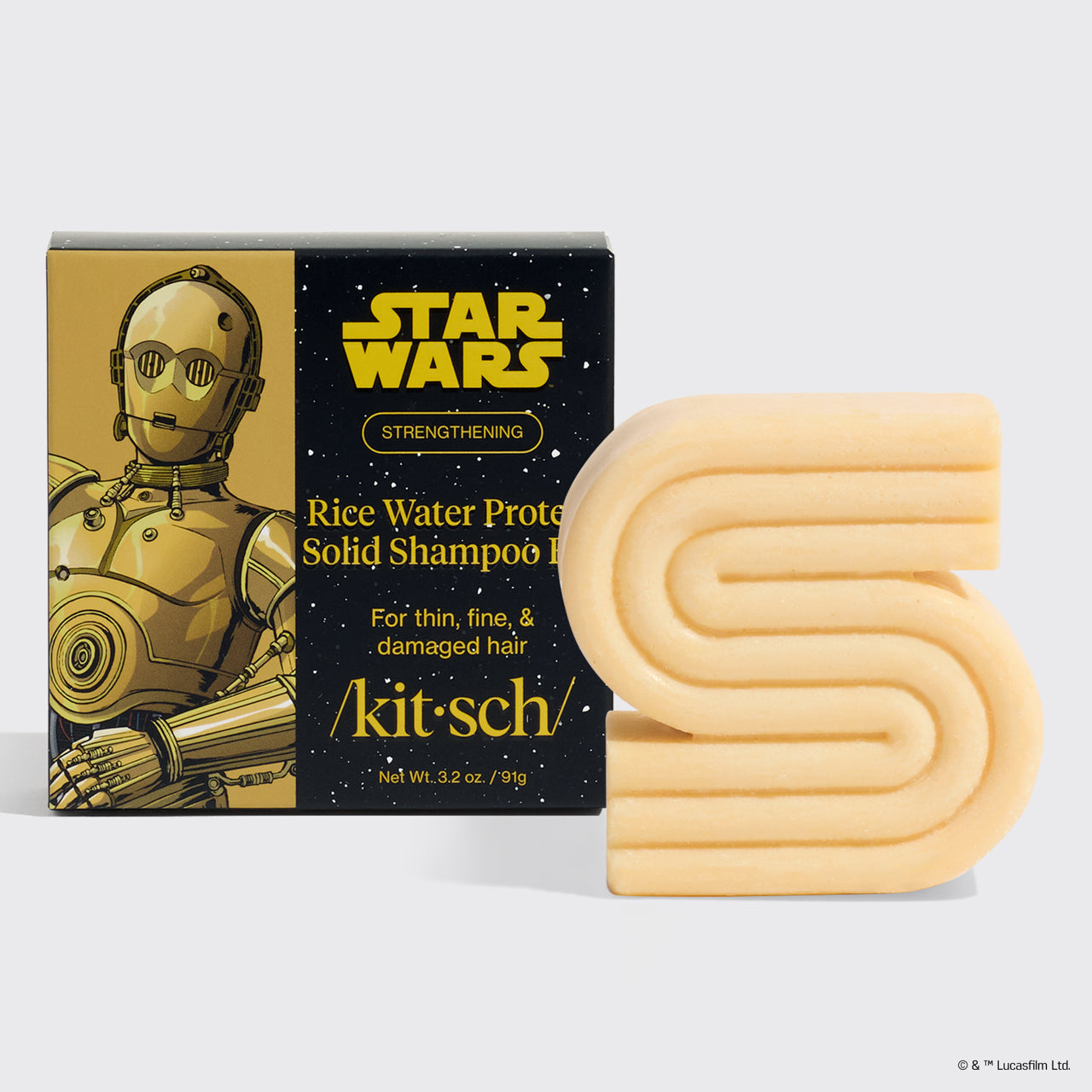 Star WarsTM and Kitsch Rice Water Protein Strengthening Solid Shampoo - C-3PO - Curated Collection