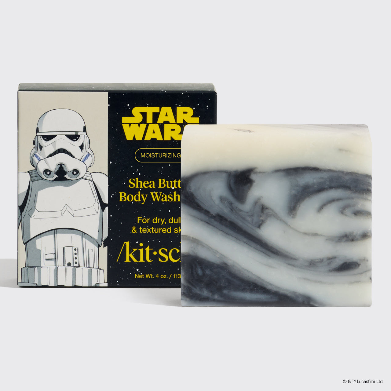 Star WarsTM and Kitsch Shea Butter Moisturizing Solid Body Wash - Stormtrooper Swirl - Curated Collection