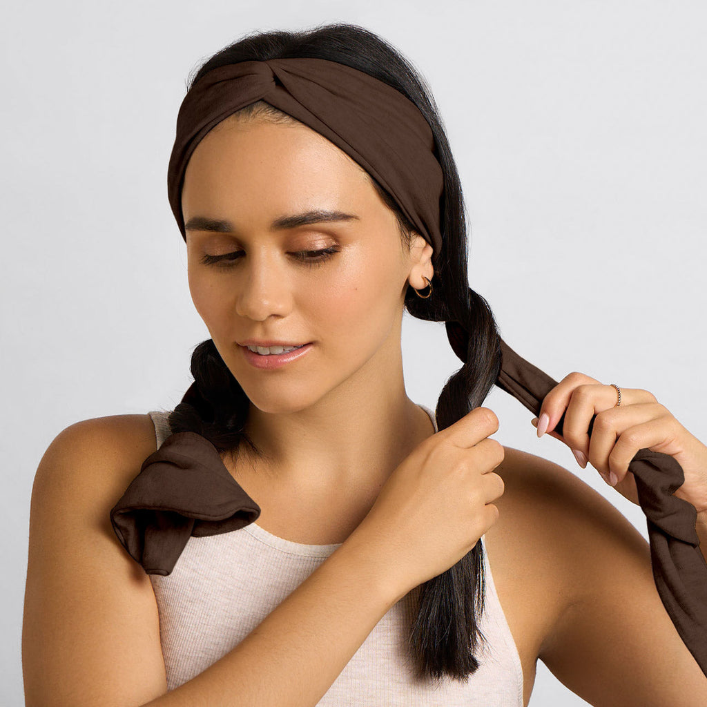 Chocolate Brown Set and Flow Active Curling Headband - Signature Selection