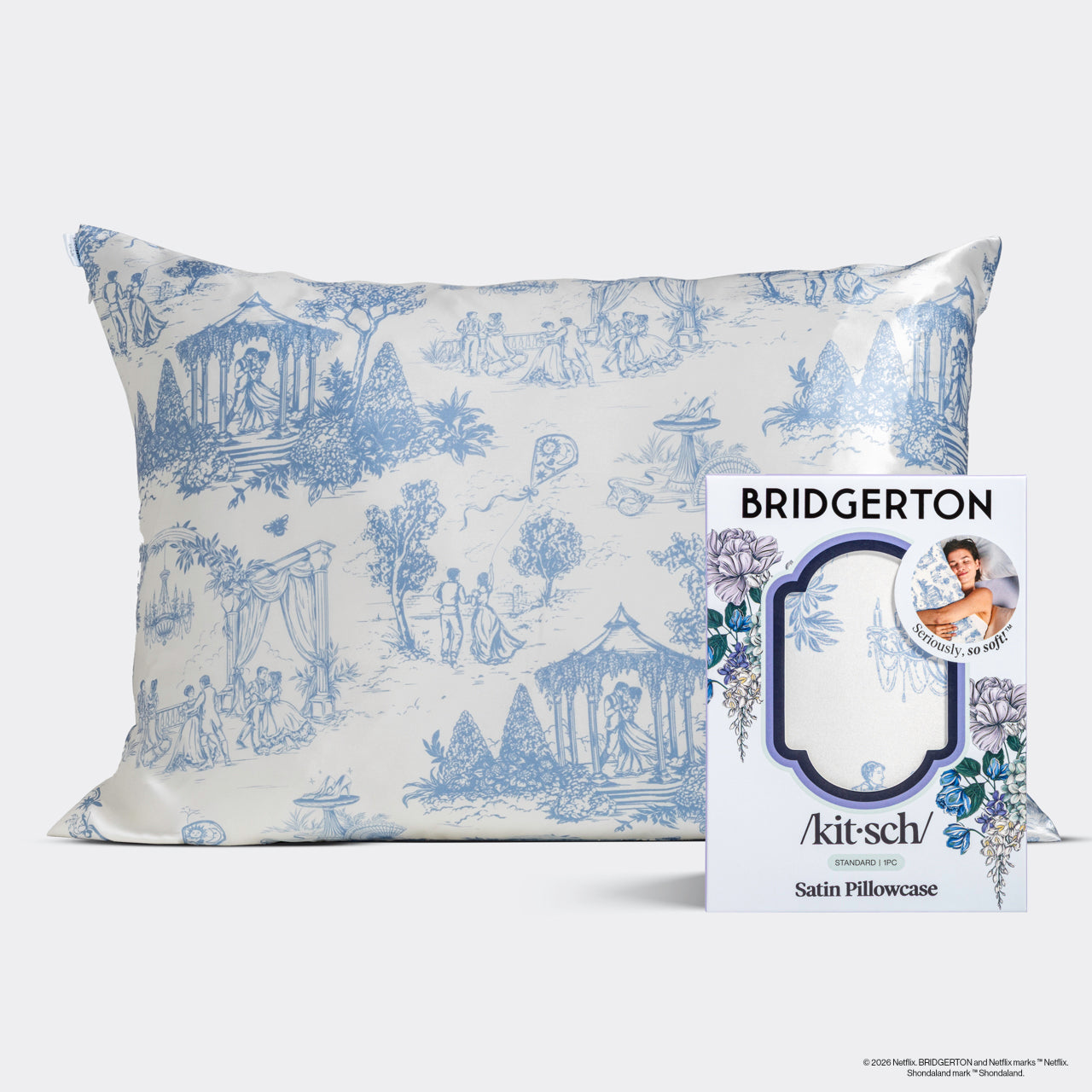 Bridgerton x Kitsch Satin Pillowcase in Garden Toile - Curated Collection