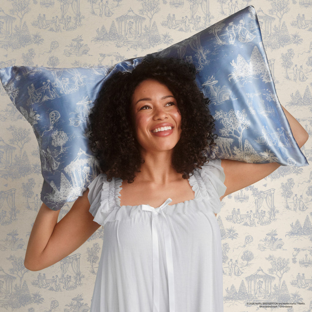 Bridgerton x Kitsch Satin Pillowcase in Garden Toile 2 Pack - King - Everyday Essentials