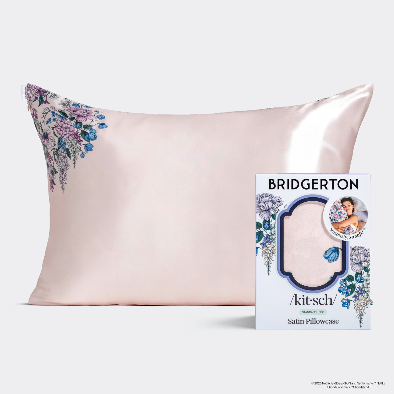 Bridgerton x Kitsch Satin Pillowcase in Wisteria 2 Pack - Everyday Essentials