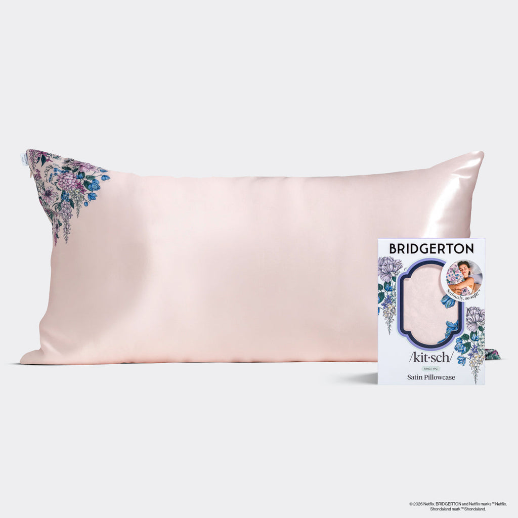 Bridgerton x Kitsch Satin Pillowcase in Wisteria 4 Pack - King - Curated Collection