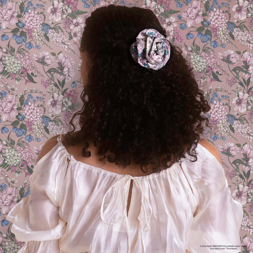 Bridgerton x Kitsch Satin Rosette Medium Flat Cloud Clip in Wisteria - Signature Selection